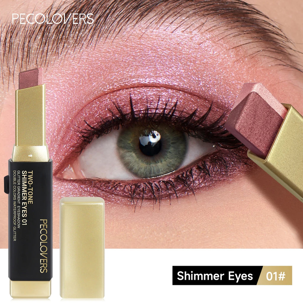 Double Color Eyeshadow Stick Glitter Highlight Shadow Stick Eye Makeup Waterproof Lasting Shimmer Metallic Eyeshadow Makeup