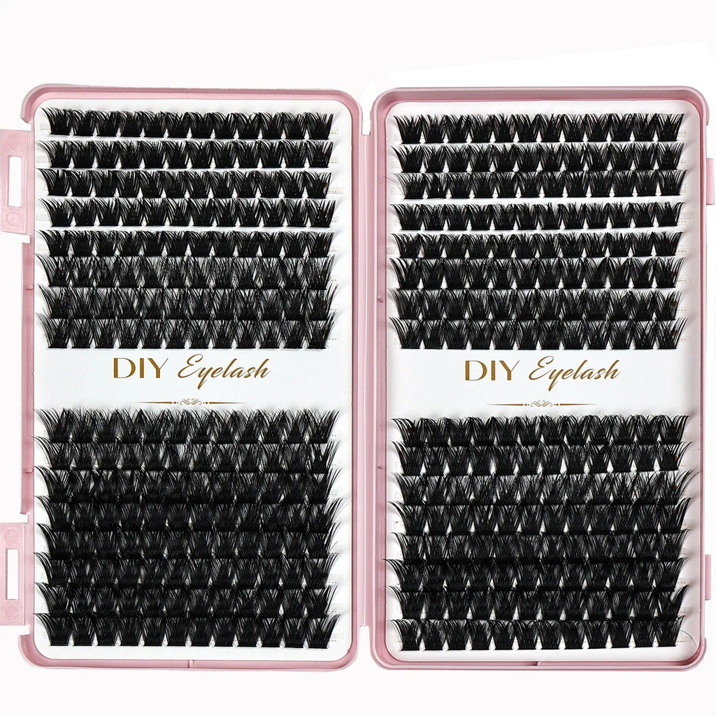 Individual Lashes 10-14mm 384pcs Cluster Lashes Natural Look Mixed Tray DIY Eyelash Extension Volume Clusters Eyelashes