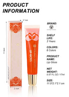 Julystar 6color Long lasting Moisturizing Mirror Lip Oil, Fruit Flavor, Pudding Lip Moisturizing, Water Radiant Lip Honey