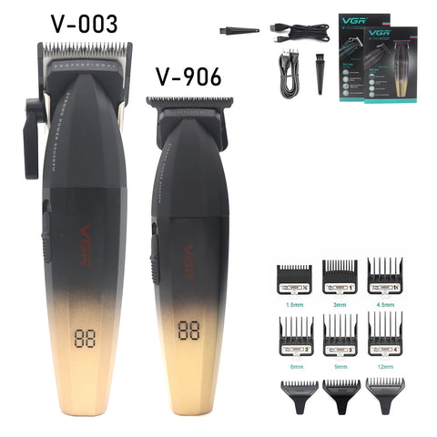 VGR 003 906 308 Professional Hair Cutting Kit  Hair Clipper Cordless Clippers Trimmers for Men Set USB Charge Men's LED Display