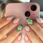 24pcs Brown French Leopard Print Press On Nails Stereo Pink Flower Designs Autumn False Nails Sweet Cool Almond Fake Nail Tips