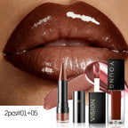 YOUNG VISION Six-Shade Matte Pearl Shimmer Dual-Effect Lipstick Waterproof, Non-Transfer Lipstick Cosmetics