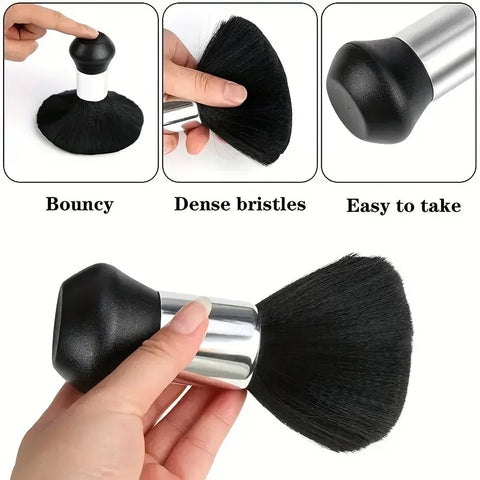 Hairdressing Soft Brush Black Hairdressing Sweeping Neck Hair Cleaning Duster Hair Cutting Ring Beard Brush Styling Comb Set