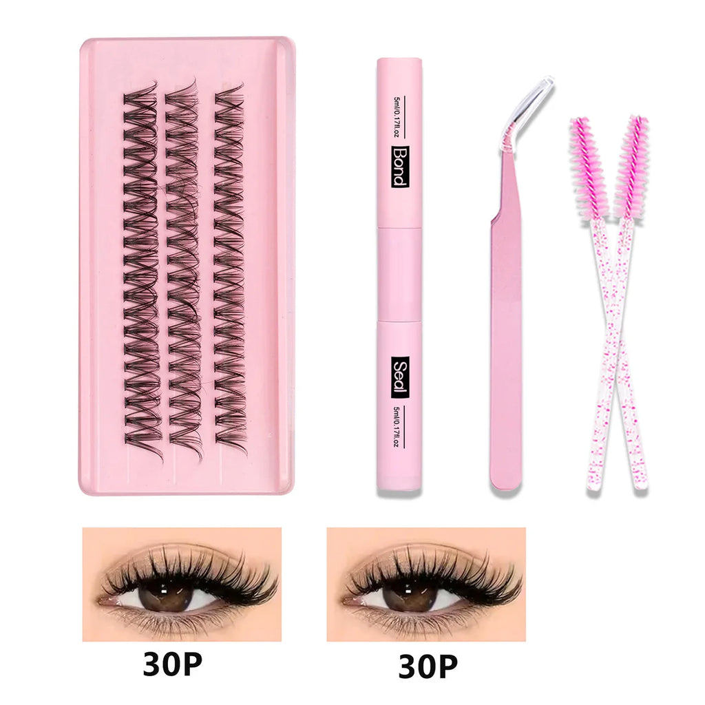 SEEUI DIY Cluster Lashes Kit Individual Lashes 3D Faux Mink Lashes Wispy Eyelash Extension Kit with Bond&Seal Lash Tweezer