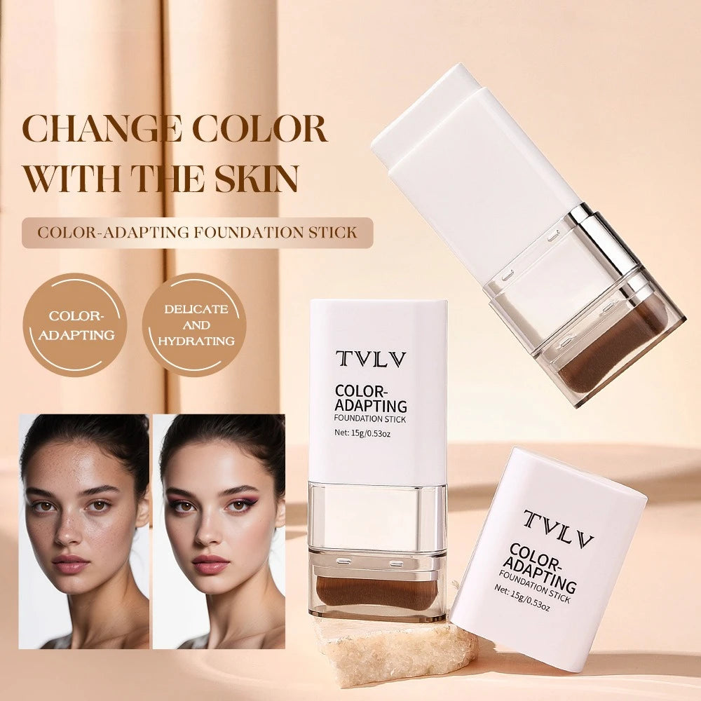 Two-in-one Color-changing Foundation Stick, Moisturizing Without Cakey Texture, Dual-head Lightweight and Smooth Foundation