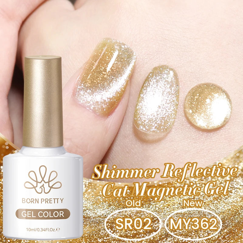 BORN PRETTY 10ml Silver Water Light Cat Magnetic Gel Nail Polish Nail Supplies Vernis Semi Permanent Gel for Fall Winter Nails