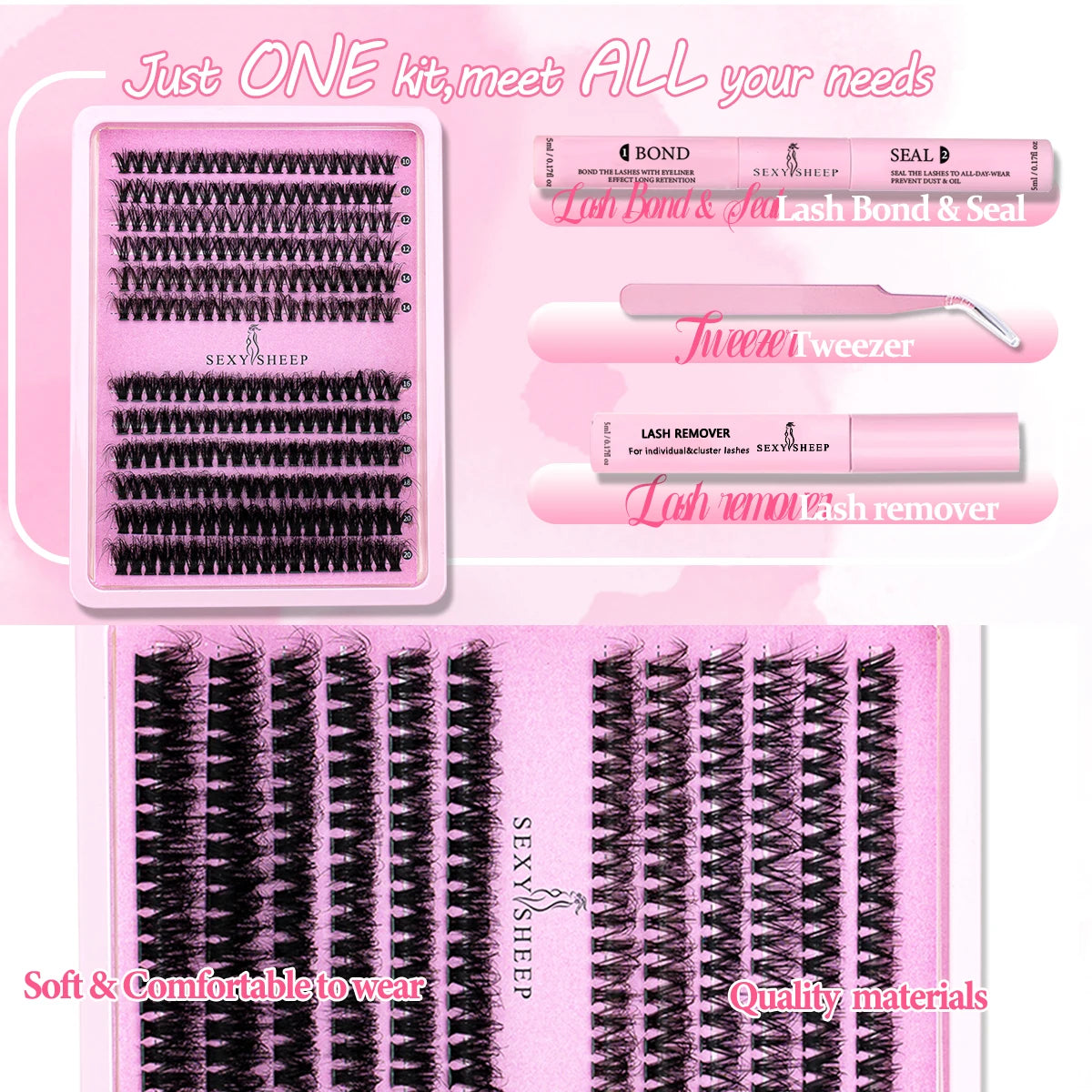 DIY Clusters Lashes 40D60D Eyelash Extension Dovetail Segmented Lashes Individual Eyelashes With Lash Glue Remover