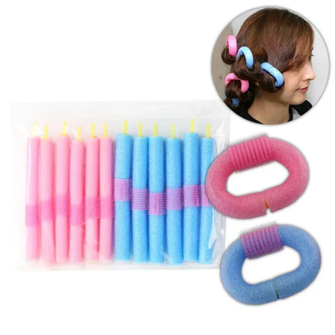 10pcs/lot Heatless Curling Rod Soft Sponge Hair Curler Roller Foam Bendy Twist Curls Tool DIY HairStyling Hairdressing Tools