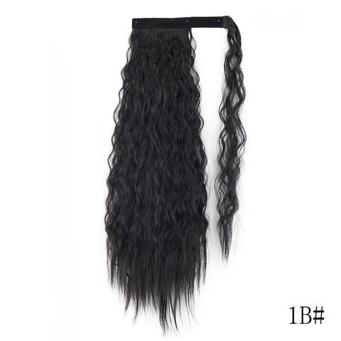 LISI GIRL Synthetic Hair 22''34'' Long Straight Ponytail Wrap Around Ponytail Clip in Hair Extensions Black Hairpiece Headwear