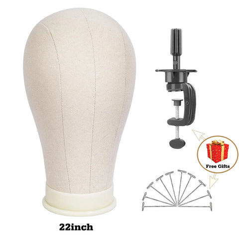 21inch 23inch Wig Head Mannequin Head with Wig Stand ,Manikin Canvas Head for Wigs Making Display with pins