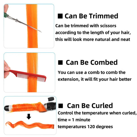 10pcs 22Inch Synthetic Long Straight Hair Extensions Clip in Colored Party Highlights Hairpieces for Women Kids Girls