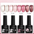 LILYCUTE 4/5Pcs/Set 7ML Nude Pink Gel Nail Polish and Translucent Jelly Nail Art Gel Semi Permanent Soak Off Design Manicure Set