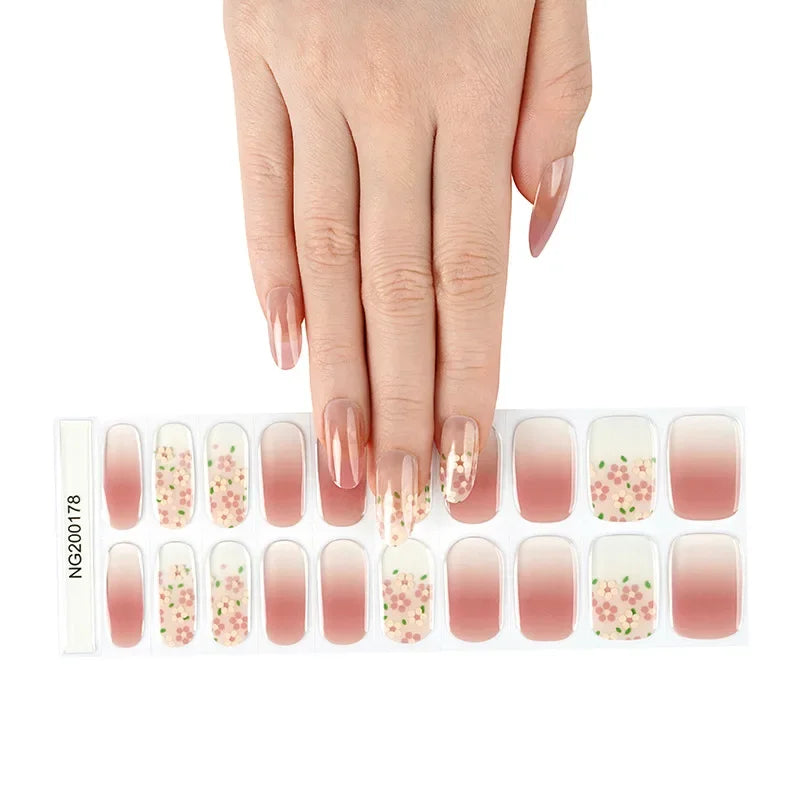 Leopard Semi-Cured Gel Nail Strips Simple Transparent Color Adhesive Long Lasting Gel Nail Stickers Harden In UV Lamp Need