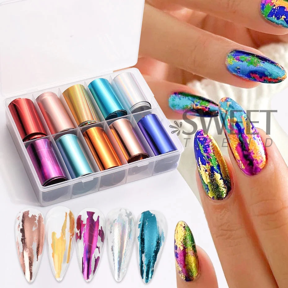 1Box-10pcs Nail Sticker Leopard Print Series Nail Foils Animal Leopard Texture Starry Nail Transfer Decals Slider Manicure DIY