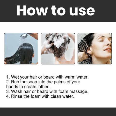 Darkening Hair Soap Deep Cleansing Blackening Beard Eyebrows Strengthen Nourish Repairing White Grey Hairs Treatment Shampoo Bar