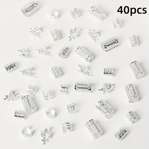 40/80PCS Elegant Hollow Out Hair Rings  For Women Girls DIY Hair Accessories Loc Hair Jewelry for Braids