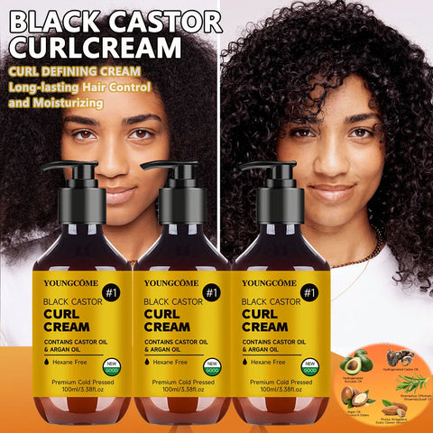 Anti-Frizz Curl Defining Styling Cream - Biotin & Argan Oil Formula, Heat Protection, Enhances Curl Definition, Non-Greasy 1/3PC