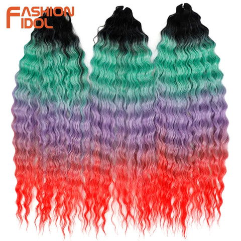 Ariel Hair Synthetic Twist Crochet Curly Hair 24 Inch Water Wave Braid Hair Ombre Blonde Brown Deep Wave Braiding Hair Extension