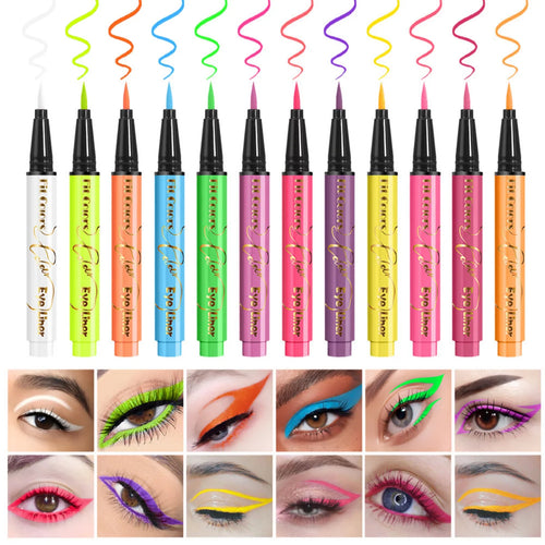 1pc Fluorescent Eyeliner Pen 12 Colors UV Waterproof Lasting Eyeliner Pen Makeup Eyeshadow Stick Face Painting Pencil Cosmetic