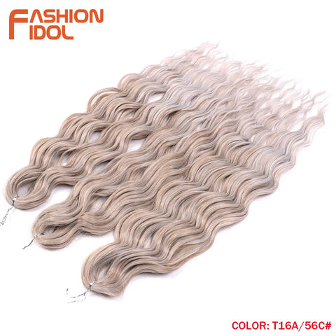 Anna Hair Synthetic Loose Deep Wave Braiding Hair Extensions 24 Inch Water Wave Braid Hair Ombre Blonde Twist Crochet Curly Hair