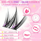 Korean-Style False Lash Extension Kit: 100 Self-Stick Clusters, Super Soft & Natural-Looking for Hassle-Free Daily Wear!