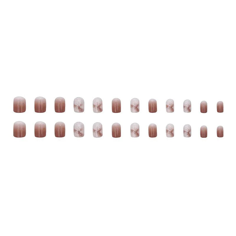 Caramel Gradient Wear Nail Piece Winter High Sense Of Pure Desire Ice Transparent Color Wear Nail Blush Removable False Nails