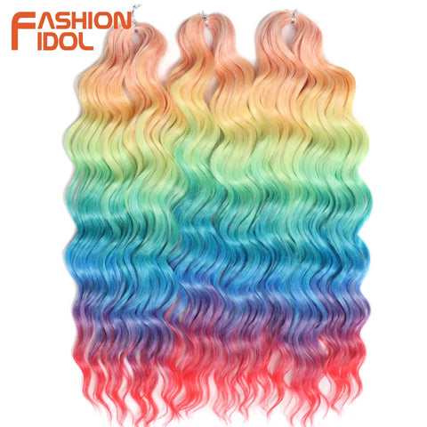Anna Hair Synthetic Loose Deep Wave Braiding Hair Extensions 24 Inch Water Wave Braid Hair Ombre Blonde Twist Crochet Curly Hair