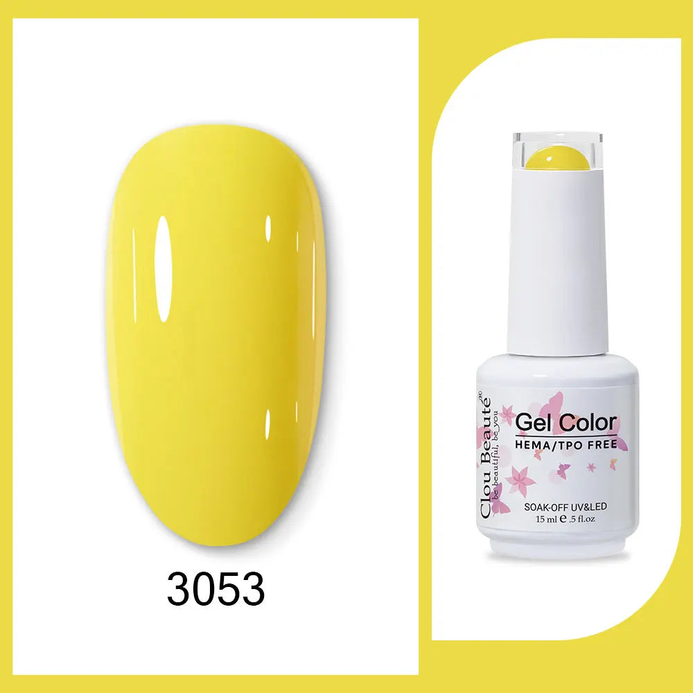 Clou Beaute 15ml Red Black White Green Neon Gel Nail Polish Base Top Coat Velvet Top 400 Colors Semi Permanent Gel Nail Varnish