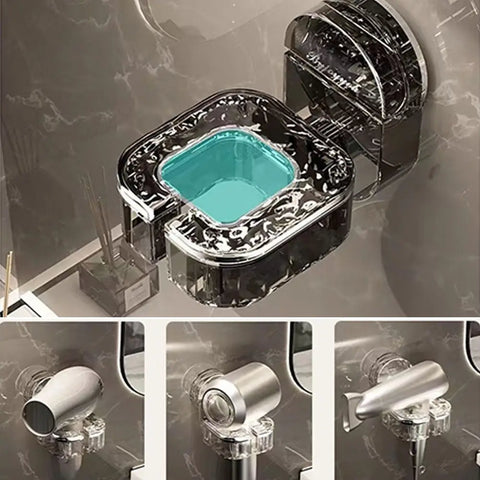 Punch-Free Wall Mounted Hair Dryer Holder,Suction Cup Rotating Lazy Hair Dryer Storage Bracket Hangers