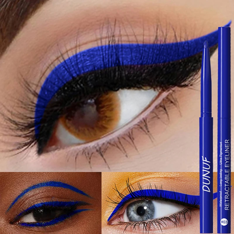 Waterproof Matte Blue Eyeliner Gel Pencil Ultra-fine Smooth Quick Dry Non-Smudge Easy Wear Black Brown White Eyeliner Pen Makeup