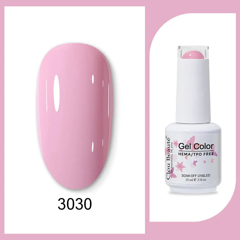 Clou Beaute 15ml Red Black White Green Neon Gel Nail Polish Base Top Coat Velvet Top 400 Colors Semi Permanent Gel Nail Varnish