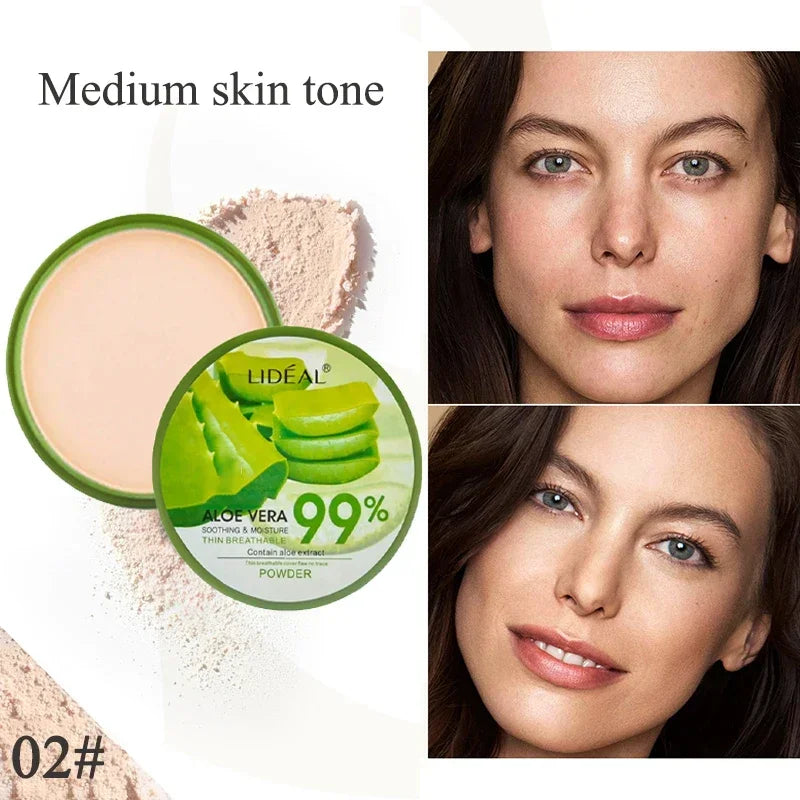 99% Aloe Vera Softening Powder Waterproof Moisturizing Concealer Foundation Fixed Make Up Oil Control Facial Brighten Cosmetics