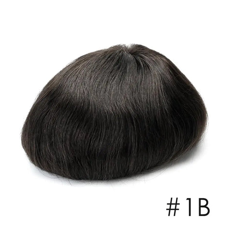 Invisible Knot Natural Hairline Men Toupee Thin Skin Male Wig Remy Human Hair 0.06mm 0.1mm Men's Capillary Prosthesis System