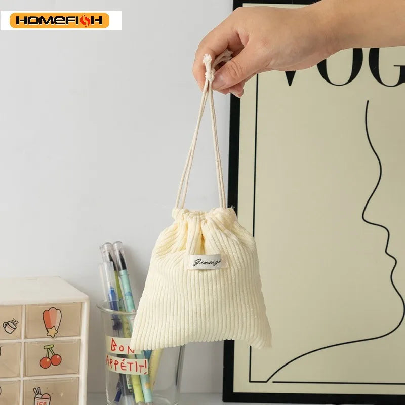 HOMEFISH Corduroy Drawstring Bag Christmas Gift Candy Jewelry Cosmetics Coins Keys Organizer Packing Bags Storage Bag Pouch