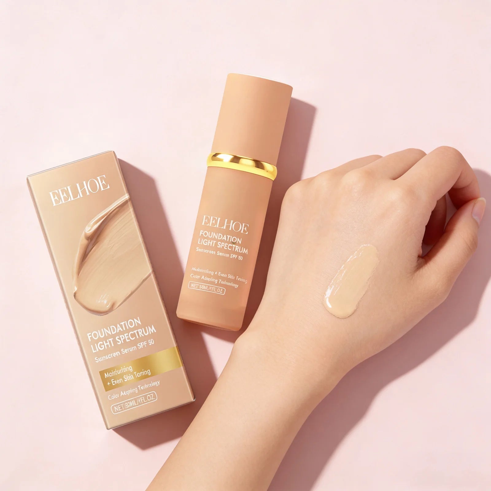 4 in 1 Color Changing foundation Liquid with SPF 50 - Moisturizing Medium Full Coverage Concealer Daily Waterproof & Sweatproof