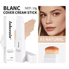 Blanc Cover Cream Stick Changing Foundation Stick Color Changing Foundation with Detachable Brush Hight Coverage Base Makeup