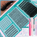 Eyelash Extension Kit Spiky Lashes Extension Thick Individual Cluster Lashes with Spikes&Bottom Lashes Bond And Seal Makeup