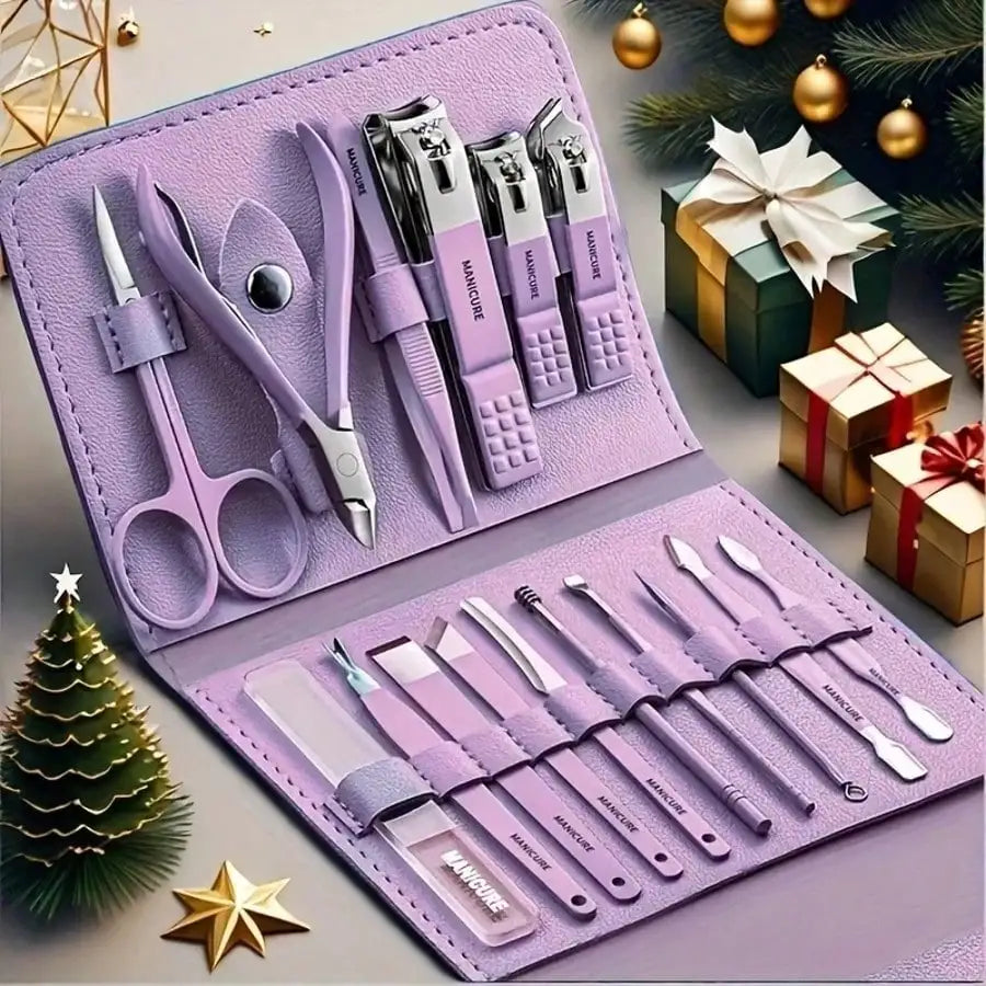 16pcs Stainless Steel Manicure & Pedicure Tool Set, Nail Care Kit, Suitable For Home, Office, Outdoor Travel, Gifts, Nail Salons, Back To School
