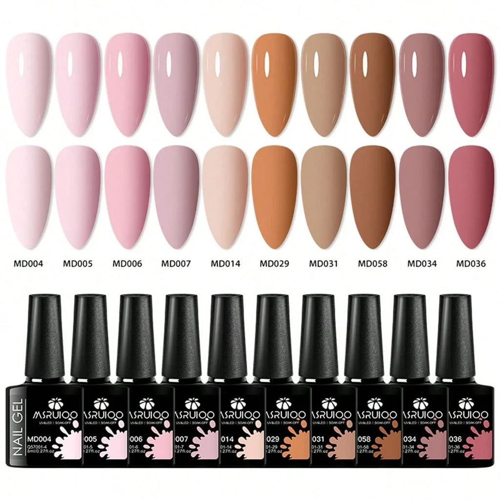 10pc Nail Gel Polish Set HEMA FREE All-Season Nails DIY Nail Art UV/LED Painting Vernis Manicure Kit Long Lasting Hybrid Gel