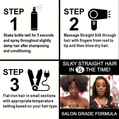 GZE HAIR SILKENING SPRAY Silk Therapy Thermal Shield,tThermal-Pressing Product that Polishes, Silkens, and Smooths Curly Texture