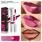 2 in 1 Lip Stain & Lipliner Matte Peel Off Lip Glaze Lipstick Quick Drying Lasting Non Stick Cup Lipliner Red Lip Gloss Makeup