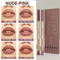 6pcs Face Secret Lip Liner Pencil Set,Ultra-Fine,Smooth Long Lasting Waterproof Matte Velvet,Brown Mixed Color