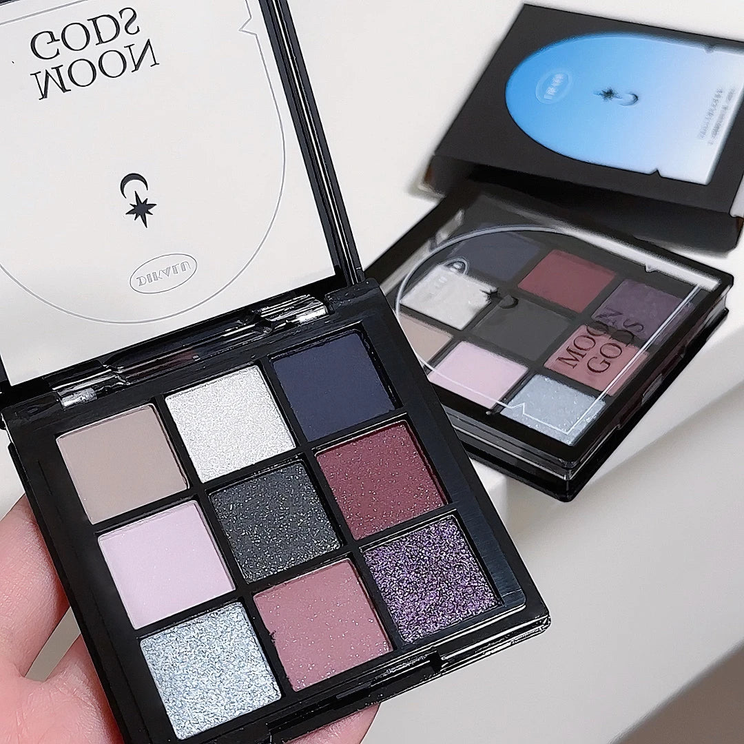 DIKALU New Utopia Moon Eye Shadow Tray Beads Matte Fine Flash Cold Tone Blue Purple Nine Palace Grid to Brighten the Sleeping Si