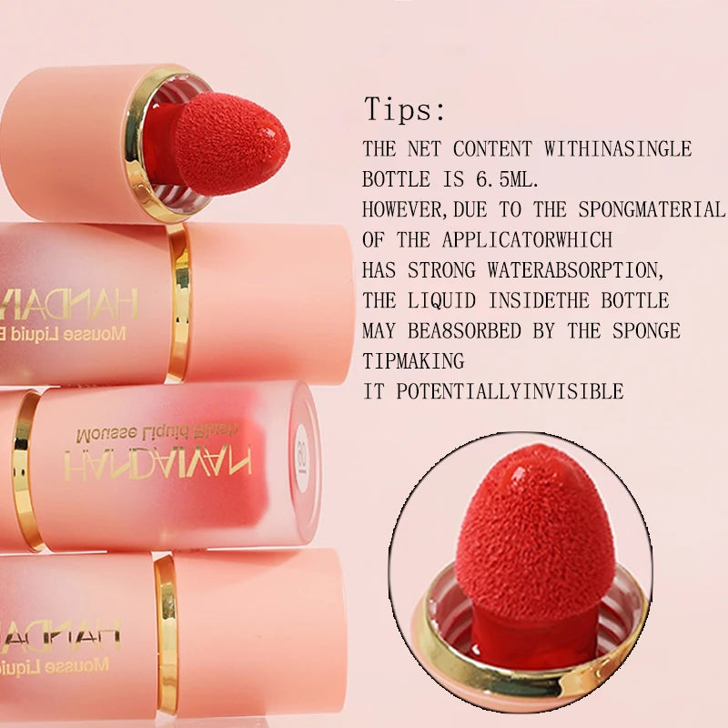 6 Colour Matte Liquid BlushEasy to apply long lasting waterproof blush sponge brush head