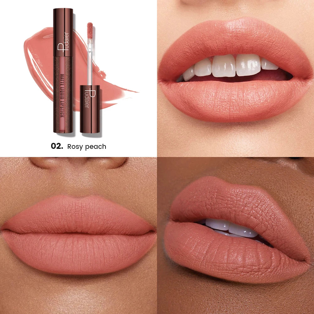 Pudaier Velvet Matte Liquid Lipstick | Waterproof & Transfer-Proof Lip Gloss | Long Lasting Lip Stain (5 Shades) | Kiss Proof, N