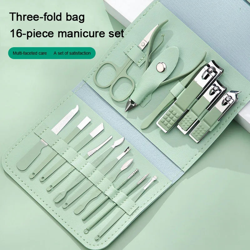 16PCS Professional Nail Clipper Set Stainless Steel Pedicure Tools for Men and Women Nail Care Kit ZJJ06