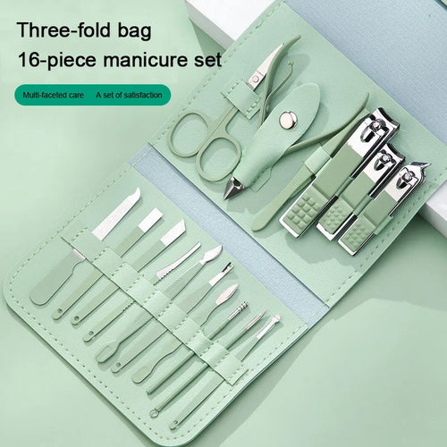 16PCS Professional Nail Clipper Set Stainless Steel Pedicure Tools for Men and Women Nail Care Kit ZJJ06