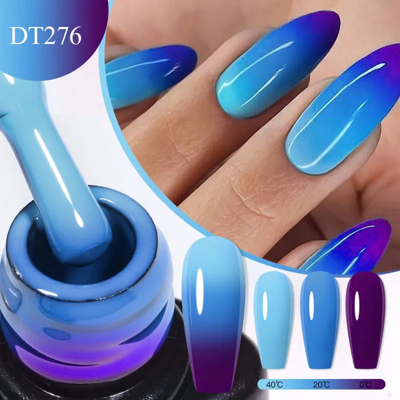 MEET ACROSS 7ml Thermal Gel Nail Polish Ultra-thin 3 Layers Temperature Changing Soak Off Nail Art Gel Varnish For Manicure