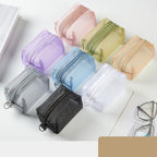 Mini Clear Nylon Mesh Cosmetic Bags Cute Women Small Lipstick Makeup Bags Pouch Data Line Key Earphone Organizer Case