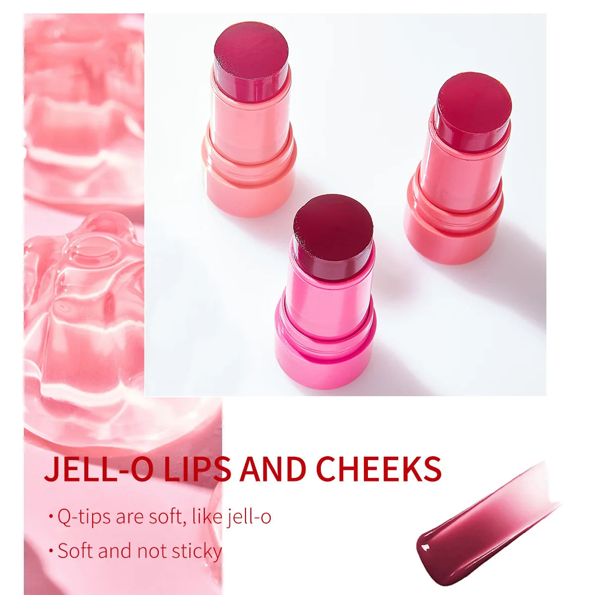 Easy Makeup Jelly Powder Blusher Stick Waterproof Long-lasting Lip And Cheek Color Dual-use Facial Powder Blusher Cream